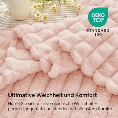 BEDELITE Flauschig Kuscheldecke Hellblau 125x150 für Sofa und Wohnzimmer OEKO-TEX STANDARD 100  
BEDELITE Hellblauer Fla