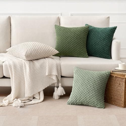 MIULEE 4er Set Dekorative Kissenhülle Wohnzimmer Schlafzimmer Orange Grün