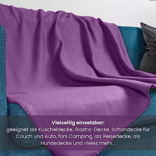 Wometo 2er Set Polar Fleecedecke OekoTex Lilaviolett Anti-Pilling Kettelrand