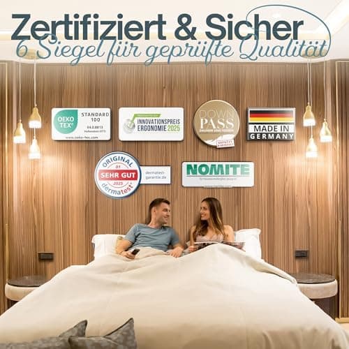 Kopfkissen Federkissen mit 100% Federfüllung – Atemaktiv – 80x80 cm – Optimale Stützkraft für erholsamen Schlaf (2er Set