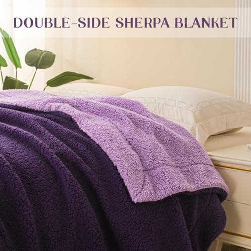 Exclusivo Mezcla Decke, Warme Kuscheldecke für Bett und Sofa, Tiefviolett/Lila 130x150 cm