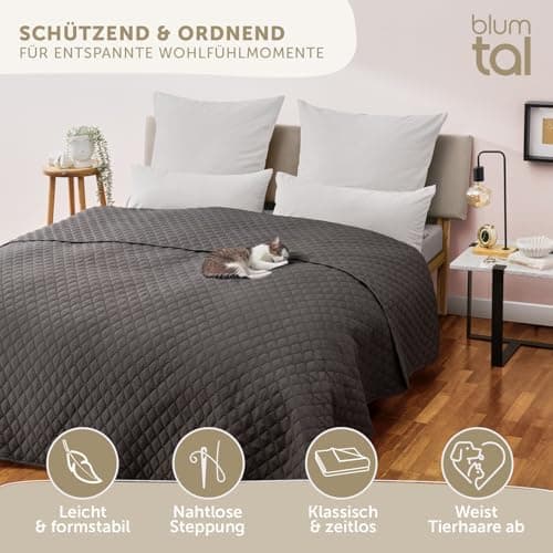 Blumtal Oeko-TEX zertifizierter Tagesdecke - Waschbar - Beige - 170x210 cm - Sofaüberwurf - Tagesdecke für Couch und Bet