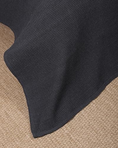 Premium Waffelpique Tagesdecke Grau 160x220cm - Leichte Sommerdecke für Bett und Sofa - 100% Baumwolle