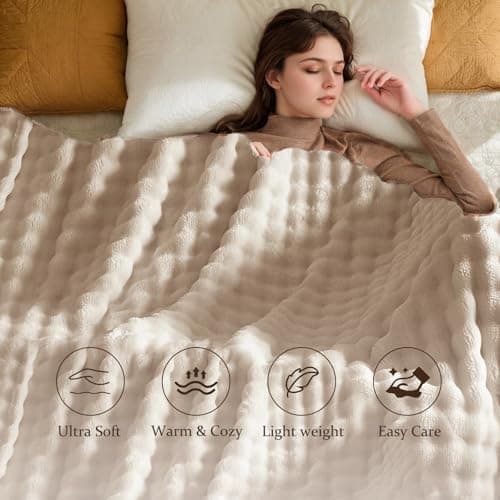 Kuscheldecke Milchsamt Blasen Decke Super Soft Warme Couchdecke 100 x 160cm White