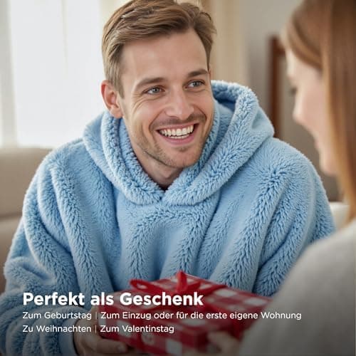 BEDSURE Hoodie Decke mit Ärmeln - Warme Kuschelpullover für Frauen - Tragbare Erwachsenendekke Grau OEKO-TEX 95x85 cm