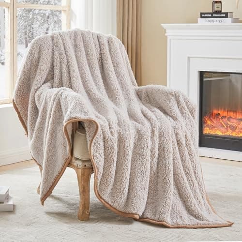 EMME Flauschige Sherpa Kuscheldecke Oeko-Tex 150x200 cm, perfekt für Winterspazieren und Relaxen - doppelseitig weich, l
