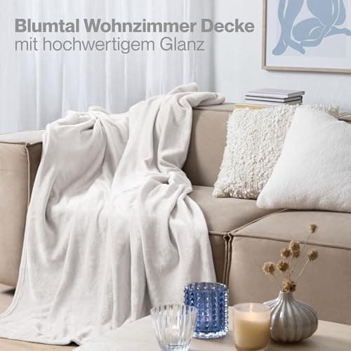Blumtal wohndecke Anthrazit - flauschig - Oeko-TEX zertifiziert - 130x150 cm - Couch & Wohnzimmernutzung - Fliesdecke -