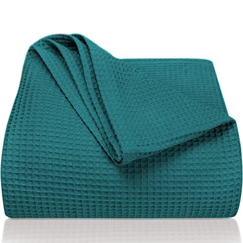 LAYNENBURG Premium Sommerdecke 150 x 200 cm - Waffelpique 100% Baumwolle - Creme OEKO-TEX STANDARD 100