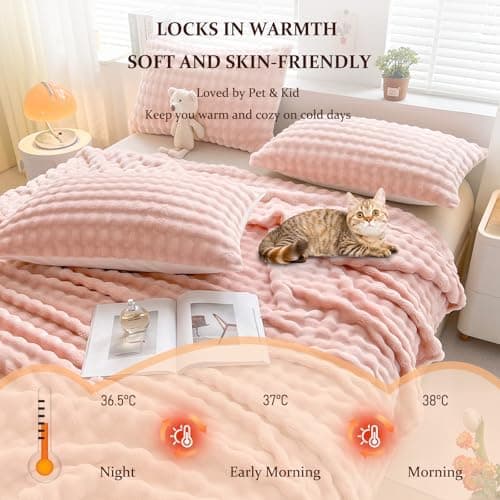 Kuscheldecke Milchsamt Blasen Decke Super Soft Warme Couchdecke 100 x 160cm White