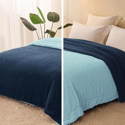 Exclusivo Mezcla Decke, Warme Kuscheldecke für Bett und Sofa, Tiefviolett/Lila 130x150 cm