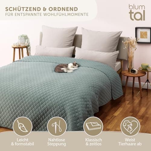Blumtal Oeko-TEX zertifizierter Tagesdecke - Waschbar - Beige - 170x210 cm - Sofaüberwurf - Tagesdecke für Couch und Bet