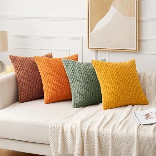 MIULEE 4er Set Dekorative Kissenhülle Wohnzimmer Schlafzimmer Orange Grün