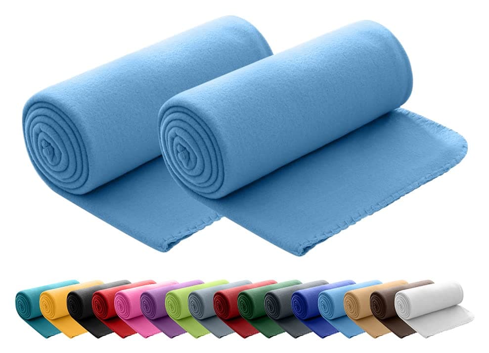 Wometo 2er Set Polar Fleecedecke OekoTex Lilaviolett Anti-Pilling Kettelrand