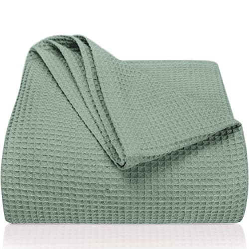 LAYNENBURG Premium Sommerdecke 150 x 200 cm - Waffelpique 100% Baumwolle - Creme OEKO-TEX STANDARD 100
