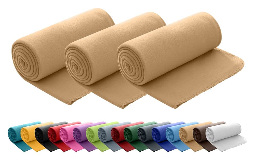 Wometo 3er Set Polar Fleecedecke OEKO-TEX STANDARD 100 Anti-Pilling Kettelrand beige Sand