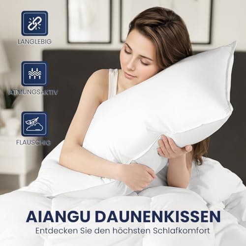 DEITAS flauschige Daunenkissen 40x80 2er Set - weiche & atmungsaktiv für Allergiker und Kinder, perfekt für das Bett 112