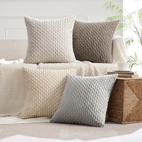 MIULEE 4er Set Dekorative Kissenhülle Wohnzimmer Schlafzimmer Orange Grün