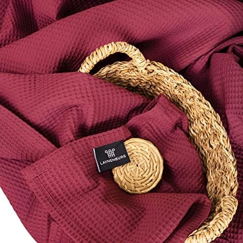 LAYNENBURG Premium Sommerdecke 150 x 200 cm - Waffelpique 100% Baumwolle - Creme OEKO-TEX STANDARD 100