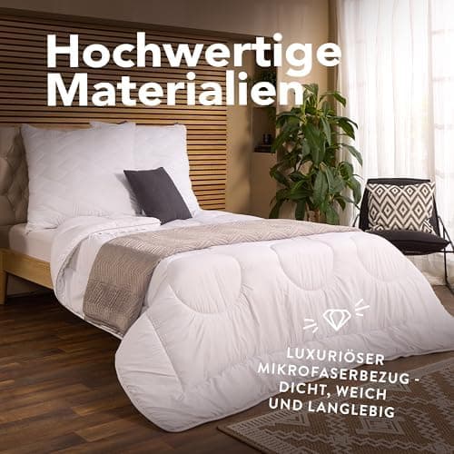 John Cotton Night Cloud Bettdecke 155x220 - Premium Klasse Steppdecke für Allergiker und Oeko-Test Zertifiziert - Weiche