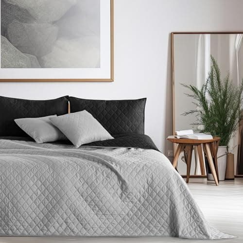 DecoKing Tagesdecke 260 x 280 Steel Silver Grey Dimgray Zweiseitig Pflegeleicht Axel