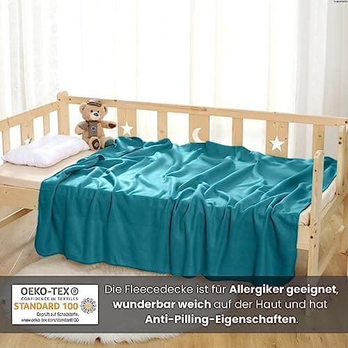 Wometo 2er Set Polar Fleecedecke OekoTex Lilaviolett Anti-Pilling Kettelrand