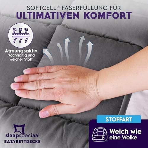 Bettdecke ohne Bezug 135x200 Grau Beige - Wärmeklasse 2 Steppdecke mit Gelfasern für Daunengefühl - Ganzjahresdecke