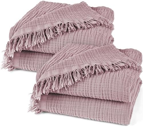Oeko-Tex zertifizierte Musselin Tagesdecke 220x240cm Hellblau | Couch- & Sofadecke XXL | Baumwolle Qualität