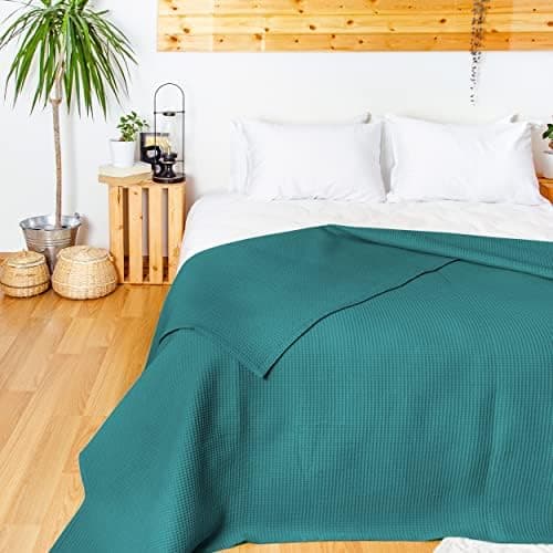 LAYNENBURG Premium Sommerdecke 150 x 200 cm - Waffelpique 100% Baumwolle - Creme OEKO-TEX STANDARD 100