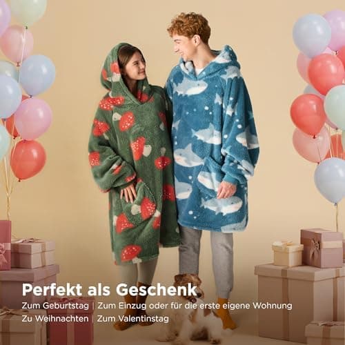BEDSURE Hoodie Decke mit Ärmeln - Warme Kuschelpullover für Frauen - Tragbare Erwachsenendekke Grau OEKO-TEX 95x85 cm