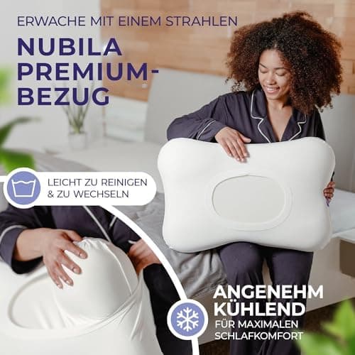 Nubila® Orthopädisches Nackenstützkissen für Seitenschläfer | Rückenschmerzen lindert | Extra Soft 40x20 cm | Schlafqual