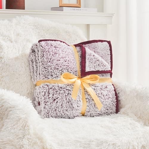 EMME Flauschige Sherpa Kuscheldecke Oeko-Tex 150x200 cm, perfekt für Winterspazieren und Relaxen - doppelseitig weich, l