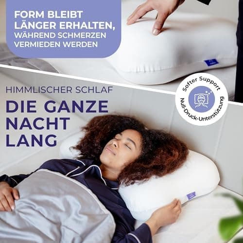 Nubila® Orthopädisches Nackenstützkissen für Seitenschläfer | Rückenschmerzen lindert | Extra Soft 40x20 cm | Schlafqual