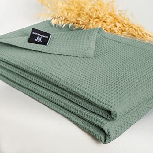 LAYNENBURG Premium Sommerdecke 150 x 200 cm - Waffelpique 100% Baumwolle - Creme OEKO-TEX STANDARD 100