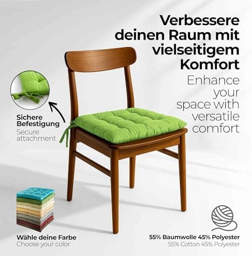Etérea Türkiswaschbares Sitzkissen Stuhl 40x40 2er Set Inneneinbau - Outdoor & Indoor - OEKO-TEX Made in Green