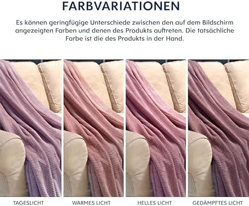 Dreamzie - Flauschig Fleecedecke 100% Polyester - Weicher Haptik - Lila - Kuscheldeko für Sofa und Bett - Großformat 130
