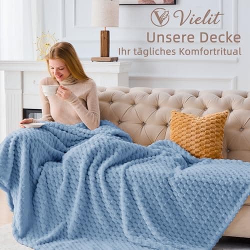 Vielit Ultraweiche Kuscheldecke Flauschig Rot – Warme & Gemütliche Couch & Sofadecke, Atmungsaktiv & Pflegeleicht, OEKO-