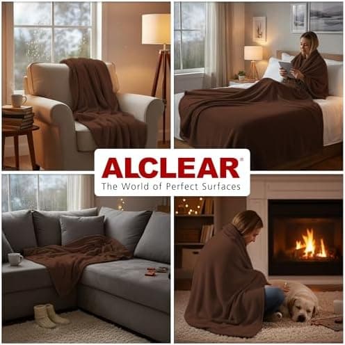 ALCLEAR Schokobraun Fleecedecken 130x160 cm, über 200 g/m2, SOFAGEDECKE DECKE Wohndecke Picknickdecke OEKO-TEX