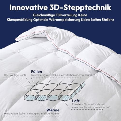 Premium Daunendecke 135x200cm, Ganzjahresdecke für die gesamte Familie, perfekt zur Winterschluss/libsaison, 100% Geräus