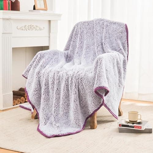 EMME Flauschige Sherpa Kuscheldecke Oeko-Tex 150x200 cm, perfekt für Winterspazieren und Relaxen - doppelseitig weich, l