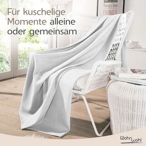 Tagesdecke Grau 100% Baumwolle Pflegeleicht Sommerdecke