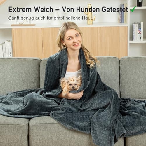 Winthome Kuscheldecke Flauschig Weich für Kinder geeignet, Warme Couchdecke Pflegeleicht, Kuschelige Fleecedecke für all