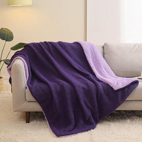 Exclusivo Mezcla Decke, Warme Kuscheldecke für Bett und Sofa, Tiefviolett/Lila 130x150 cm