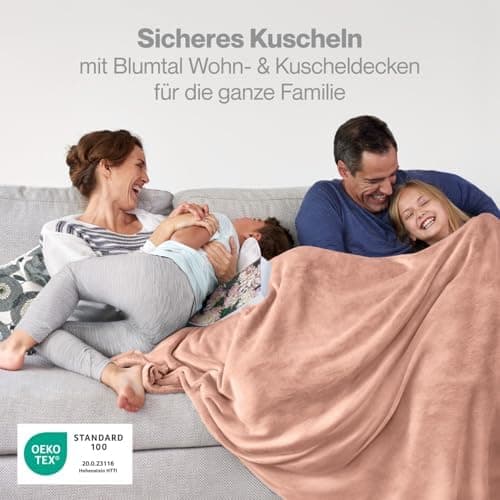 Blumtal wohndecke Anthrazit - flauschig - Oeko-TEX zertifiziert - 130x150 cm - Couch & Wohnzimmernutzung - Fliesdecke -