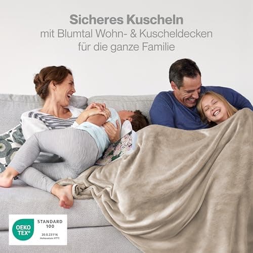 Blumtal wohndecke Anthrazit - flauschig - Oeko-TEX zertifiziert - 130x150 cm - Couch & Wohnzimmernutzung - Fliesdecke -
