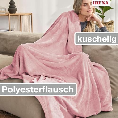 Ibena Kuscheldecke Olbia - flauschig, warm & waschbar, ideal für Kinder im Rose Farbton OEKO-TEX STANDARD 100  
Ibena Ku