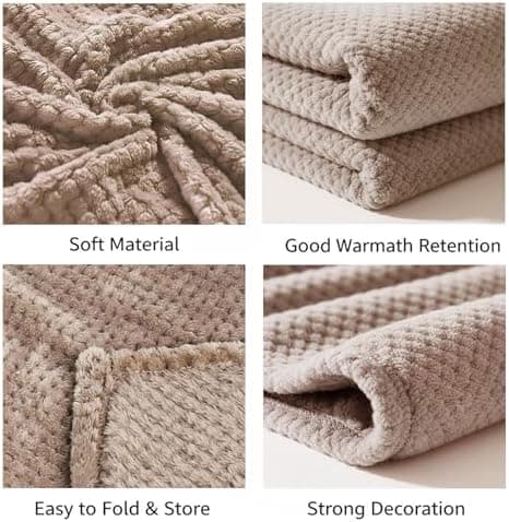 Kuscheldecke Flauschig für Sofa, Couch und Bett, 130 x 160 cm, 3D-Touch-Erlebnis, Khaki
