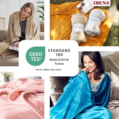 Ibena Kuscheldecke Olbia - flauschig, warm & waschbar, ideal für Kinder im Rose Farbton OEKO-TEX STANDARD 100  
Ibena Ku