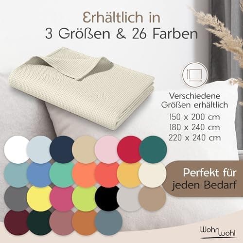 Tagesdecke Grau 100% Baumwolle Pflegeleicht Sommerdecke
