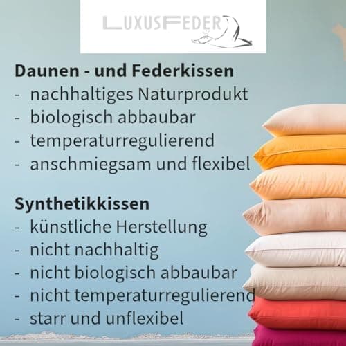 Luxusfeder Sofakissen 350g Feder Füllung - 100% Baumwolle Bezug - Öko-Tex
| Luxusfeder Sofakissen 40x40 cm - 350g Feder