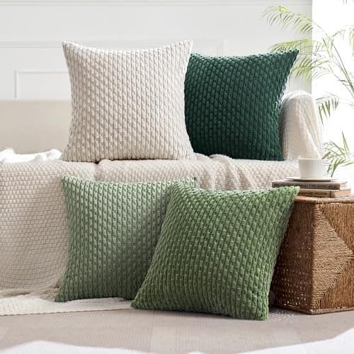 MIULEE 4er Set Dekorative Kissenhülle Wohnzimmer Schlafzimmer Orange Grün